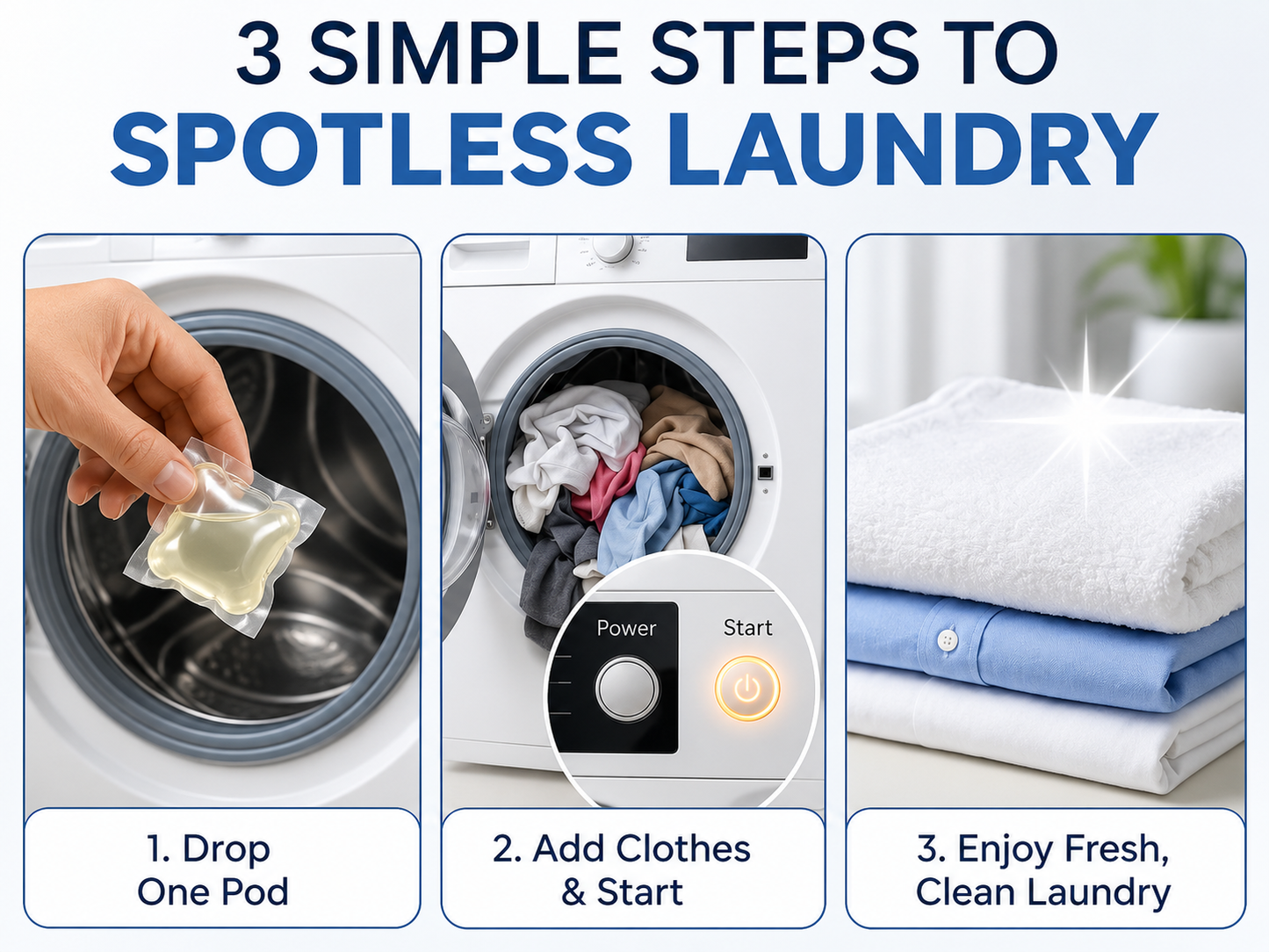 Laundry Pods – All-in-1 Stain Removal, Brightening, Softening & Fresh Aroma