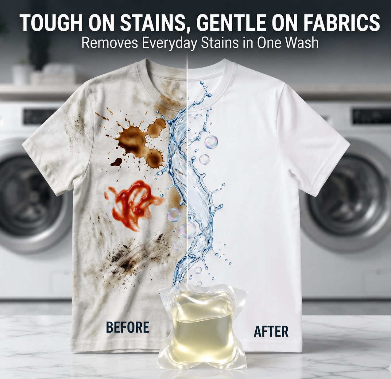 Laundry Pods – All-in-1 Stain Removal, Brightening, Softening & Fresh Aroma