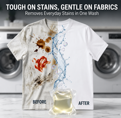Laundry Pods – All-in-1 Stain Removal, Brightening, Softening & Fresh Aroma