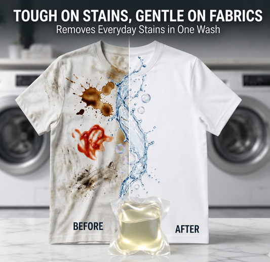 Laundry Pods – All-in-1 Stain Removal, Brightening, Softening & Fresh Aroma